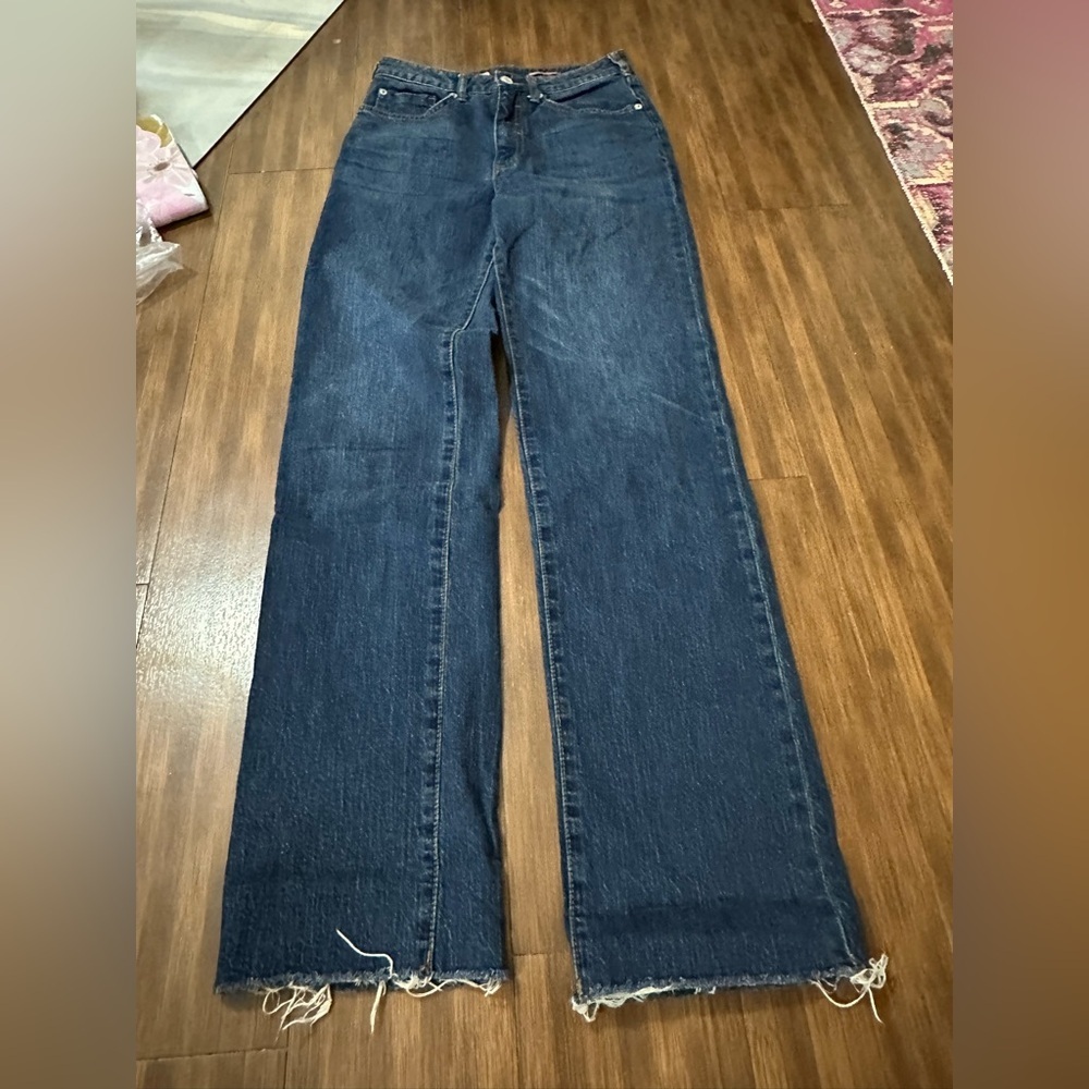 Anthropologie Pilcro The Rue raw hem medium dark wash jeans size 27T - Picture 10 of 11